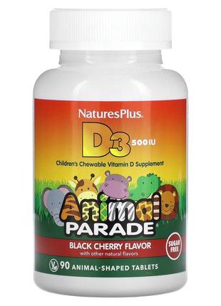 Naturesplus, source of life, animal parade, витамин d3, без сахара, с натуральным вкусом 12,5 мкг