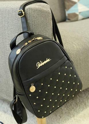 Черный женский рюкзак мини
маленький рюкзачок портфель черный1 фото