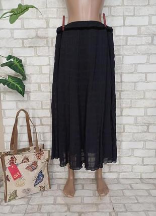 Новая стильная  воздушная юбка миди в черном цвете, ткань по типу жатка, размер 2-3хл