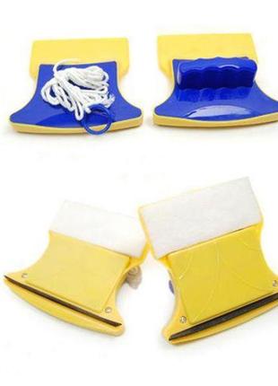 Магнитная щетка для мытья окон с двух сторон glass wiper window wizard, щетка для...