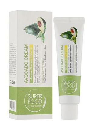 Питательный крем для лица farmstay avocado cream super food с экстрактом авокадо, 60 мл