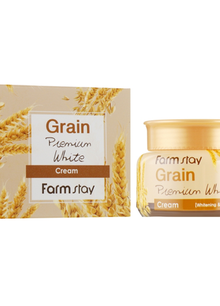 Освітлюючий крем для обличчя з маслом паростків пшениці farmstay grain premium white cream 100 мл1 фото