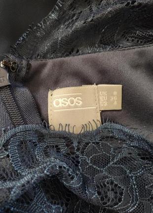 Сукня міді asos xs-s синє з мереживом7 фото