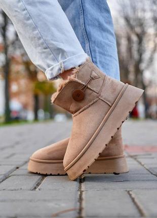 Угги на платформе ugg ultra mini platform натуральный замш