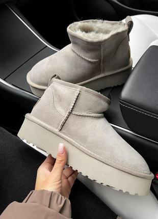 Угги на платформе ugg ultra mini platform натуральный замш