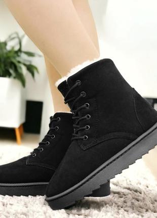 Зимние ботинки "u" черные. 24,5 см