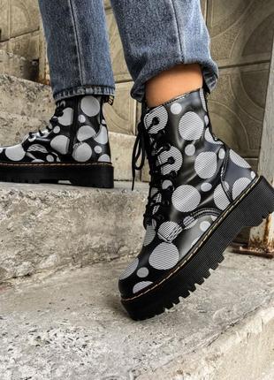 Черевики dr. martens Red polka black (без хутра) ботинки