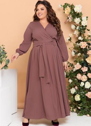 Сукня жіноча коричнева довга з поясом