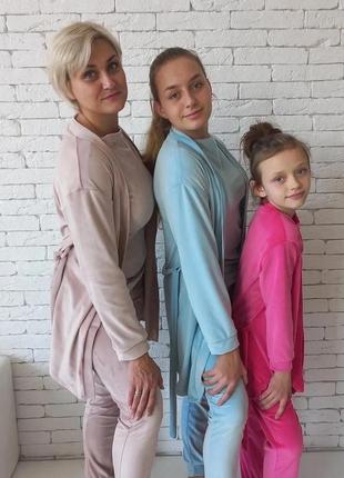 Піжама 4в1: штани, шорти, халат, футболка