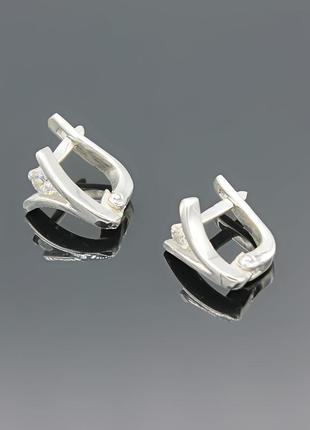 Серебряные серьги 925 пробы с фианитами