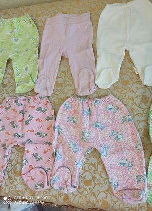 Набор пакет ползунки штанишки на новорожденного от рождения и до полу года1 фото