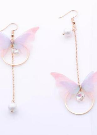 Повітряні ніжні сережки-метелики1 фото