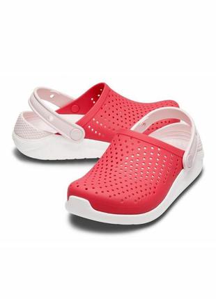 Крокс crocs literide clog детские кроксы коралово-красные сабо, оригинал2 фото