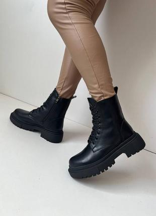 Женские зимние ботинки на меху, высокие, черные2 фото