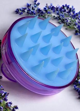 Силіконовий масажер для шкіри голови (шабер для миття волосся), фіолетовий/блакитний