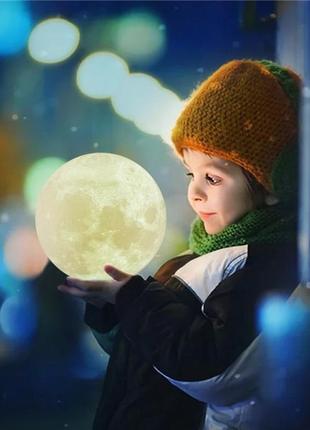 Настільна лампа світильник 3d місяць без пульта / 3d лампа нічник / дитячий нічник-світильник3 фото