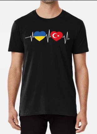 Мужская и женская патриотическая футболка с принтом ukraine turkey украина турция