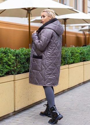 Женское зимнее пальто плащевка синтепон 250 + рибана размеры батал7 фото