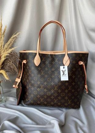 Женская сумочка louis vuitton, кожаная сумка шопер через плечо коричневая луи витон