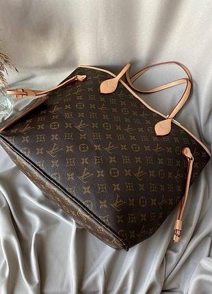 Женская сумочка louis vuitton, кожаная сумка шопер через плечо коричневая луи витон4 фото