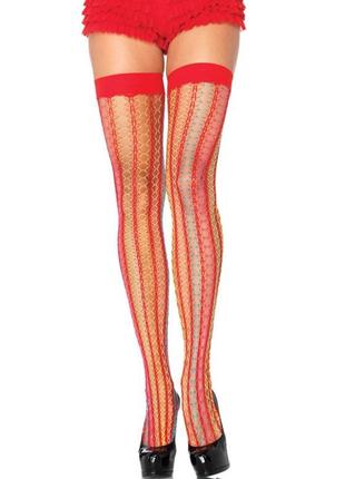 Панчохи різнокольорові сітка веселка райдуга leg avenue rainbow red thorn net thigh high hold ups music festival stockings