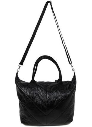 Дутая женская сумка из искусственной кожи wallaby черная5 фото