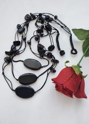 Бусы ожерелье колье с натуральным черным анатомом, винтаж1 фото