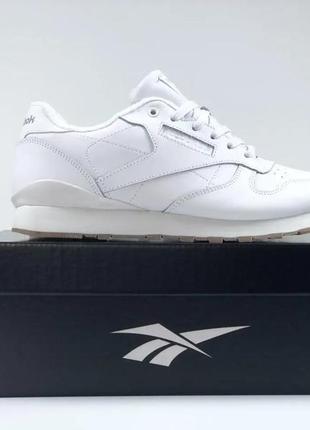 Чоловічі зимові кросівки reebok classic (білі) низькі утеплені флісом кроси4 фото