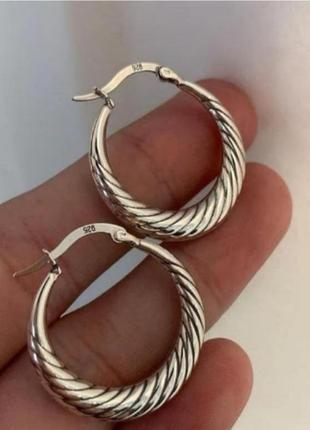 Серьги кольца серебро antic silver