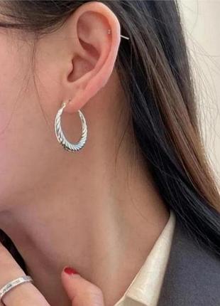 Серьги кольца серебро antic silver