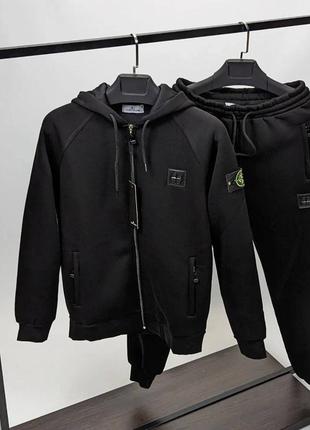 Брендовый костюм stone island/более спортивный костюм трехнитка+ флис