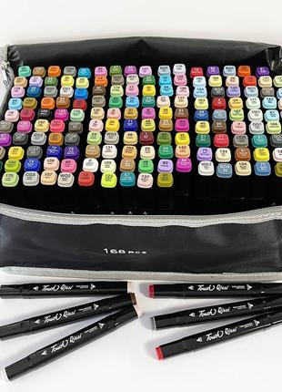 Набор скетч-маркеров 168 шт для рисования двусторонних touch черные
