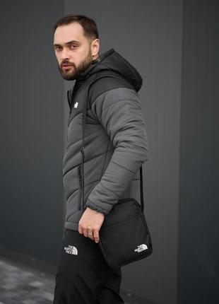 Комплект куртка tnf чорно-сіра + штани tnf. барсетка tnf у подарунок!3 фото