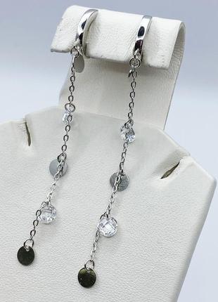 Сережки срібні з кубічним цирконієм "монетки" 3,88 г