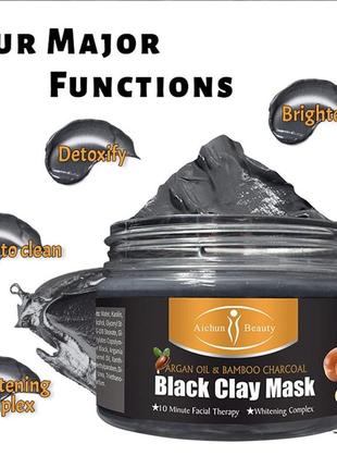 Маска для лица очищающая с черной глиной и бамбуковым углем