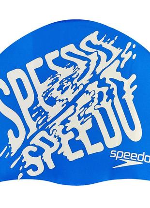 Шапочка для плавання speedo slogan print 💣синій-сірий1 фото