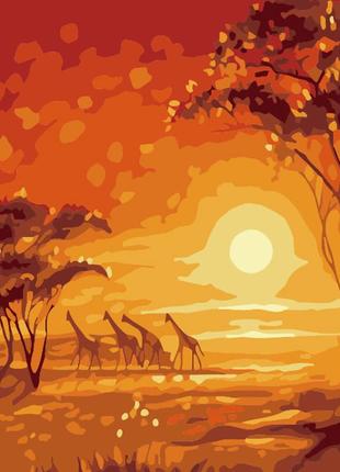 Картина по номерам strateg жирафы размером 20х20 см (hh5576)