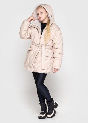 Модное подростковое двустороннее зимнее пальто с капюшоном для девочки