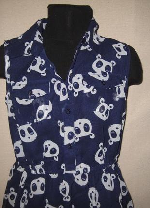 Шифоновое платье с пандами  george 8-9л2 фото