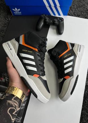 Мужские кроссовки adidas originals drop step high black orange fur❄️