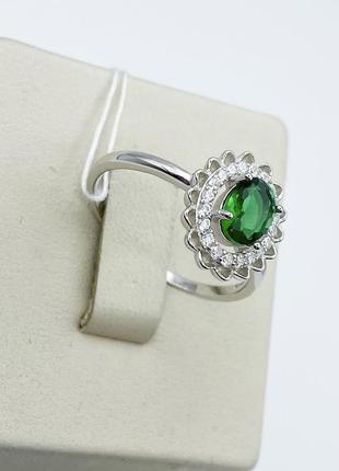 Кольцо серебряное с зелёным кварцем 17 2,13 г3 фото