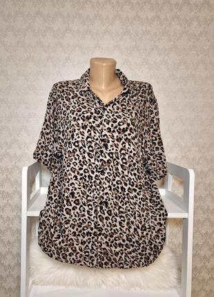 Фирменная леопардовая блуза h&amp;m размер м-l (100% вискоза)