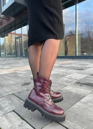 Женские зимние ботинки бордовые boots burgundy❄️3 фото