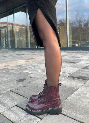 Женские зимние ботинки бордовые boots burgundy❄️7 фото