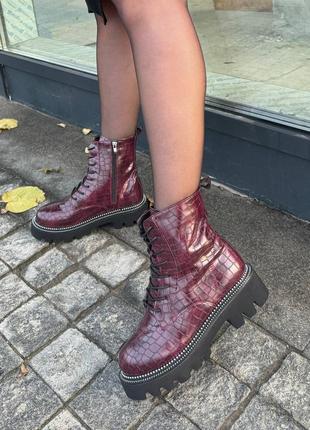 Женские зимние ботинки бордовые boots burgundy❄️1 фото