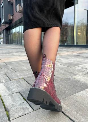 Женские зимние ботинки бордовые boots burgundy❄️5 фото