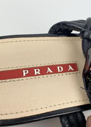 Босоножки prada 3xz141 оригинал кожаные на высокой подошве черные размер 396 фото