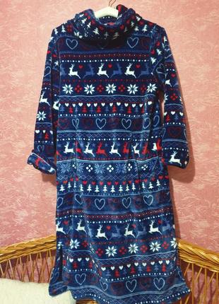 Очень уютное, флисовое, мягкое платье для дома с рождественским принтом3 фото
