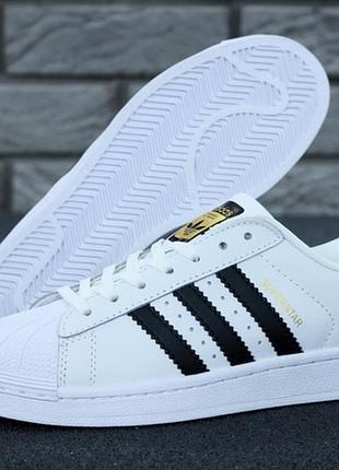 Adidas суперстар white black женские кроссовки адедас суперстар