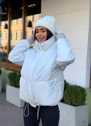 Куртка зимняя белая дута для холодной зимы,коротка1 фото
